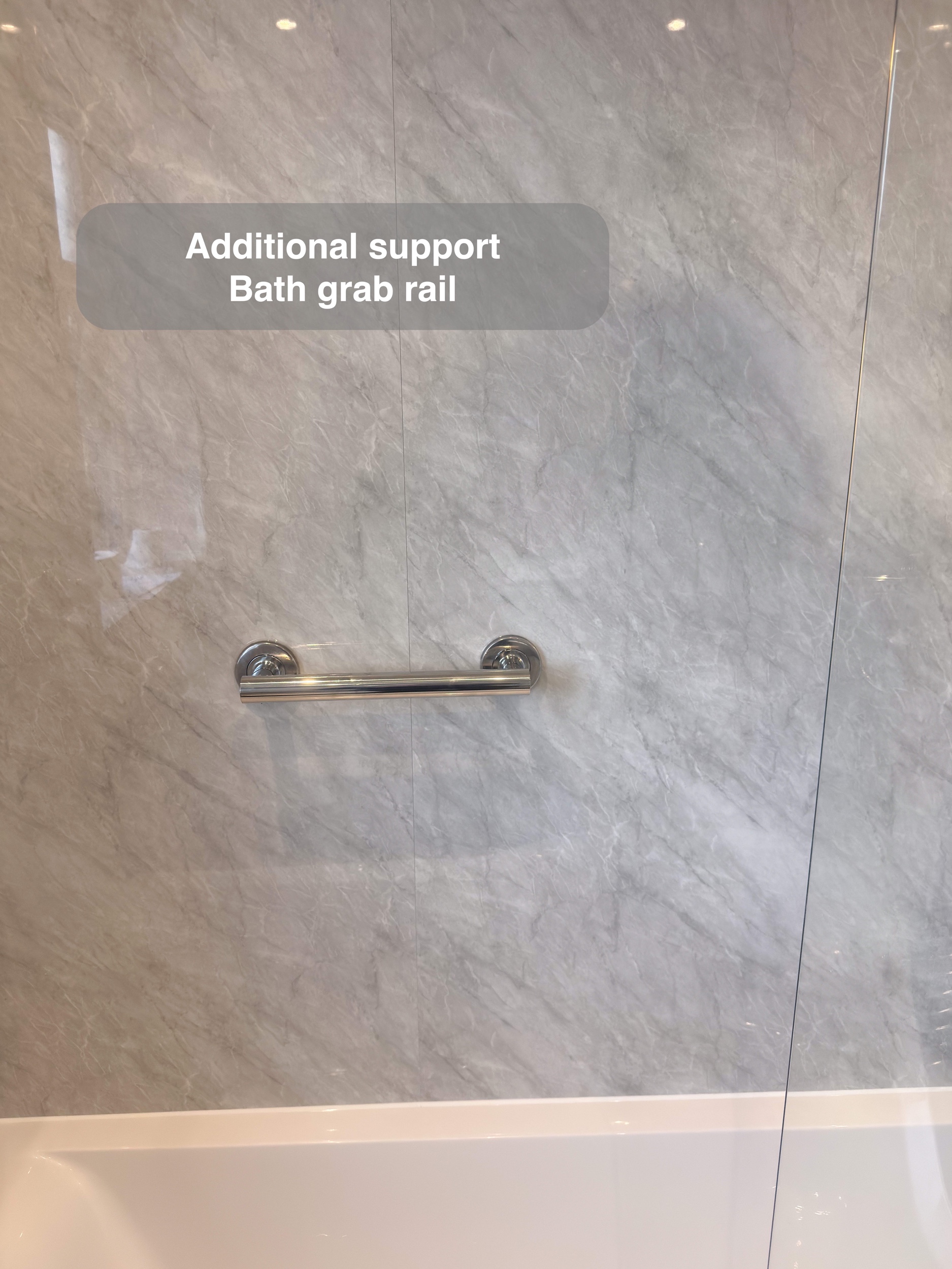 Aberdeen bathroom: bath support chrome grab rail