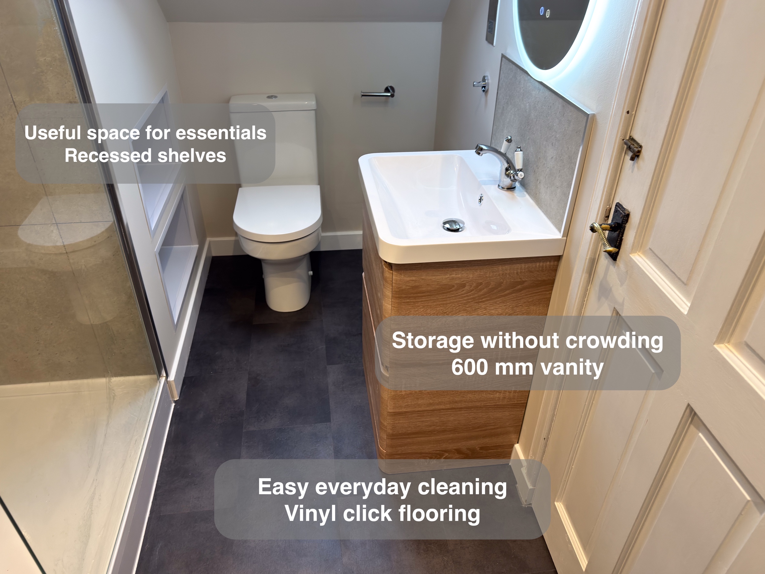 Compact Vanity And Open Storage — bathroom renovation near Balmedie