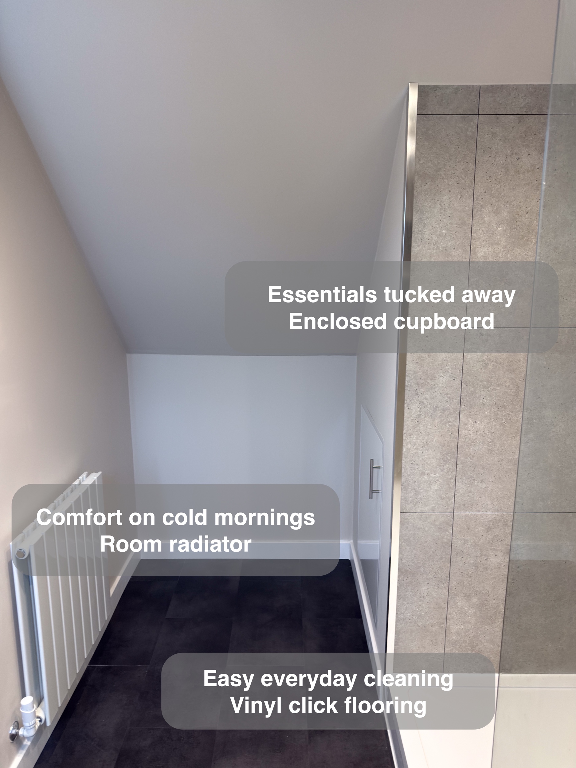 Enclosed Storage Beside Shower — bathroom renovation near Balmedie