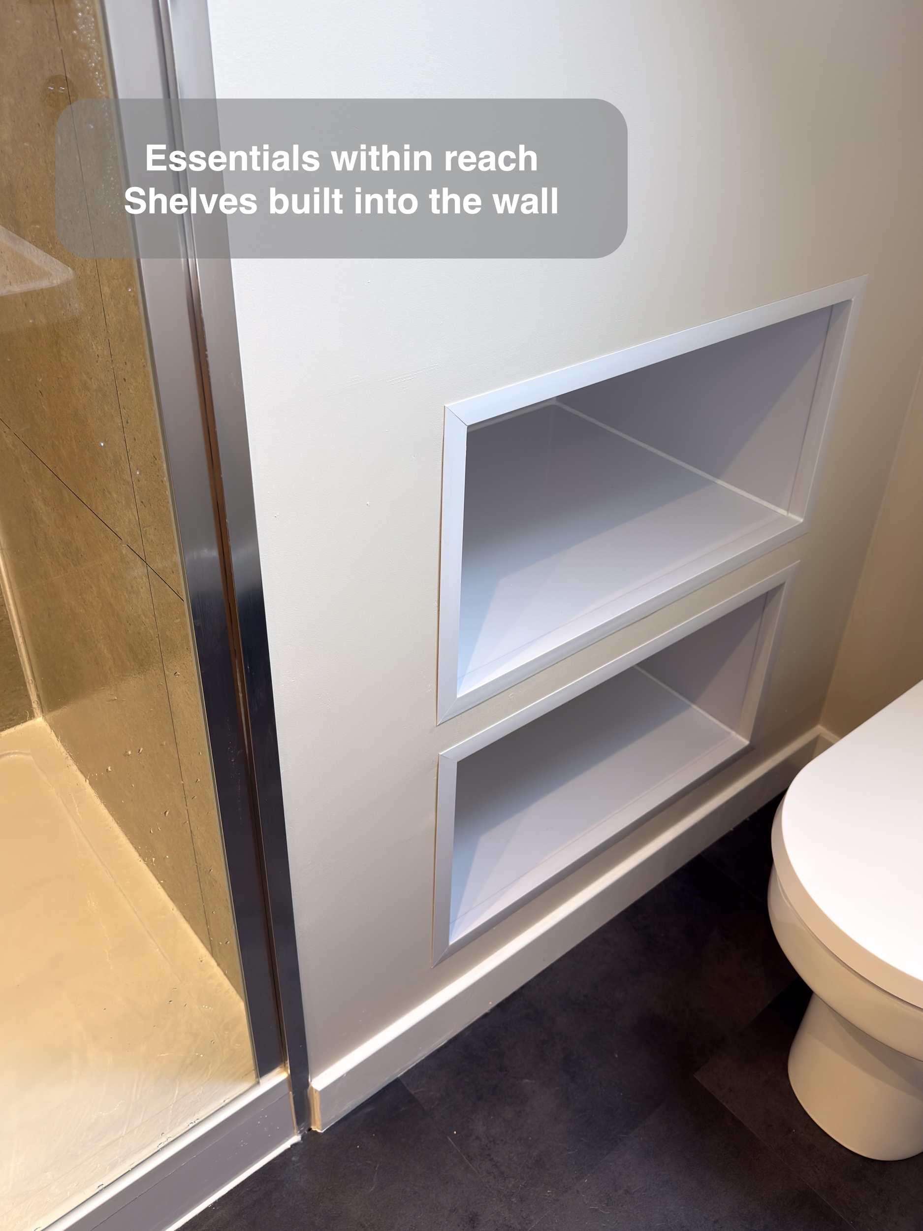 Recessed Shelves Beside Toilet — bathroom renovation near Balmedie
