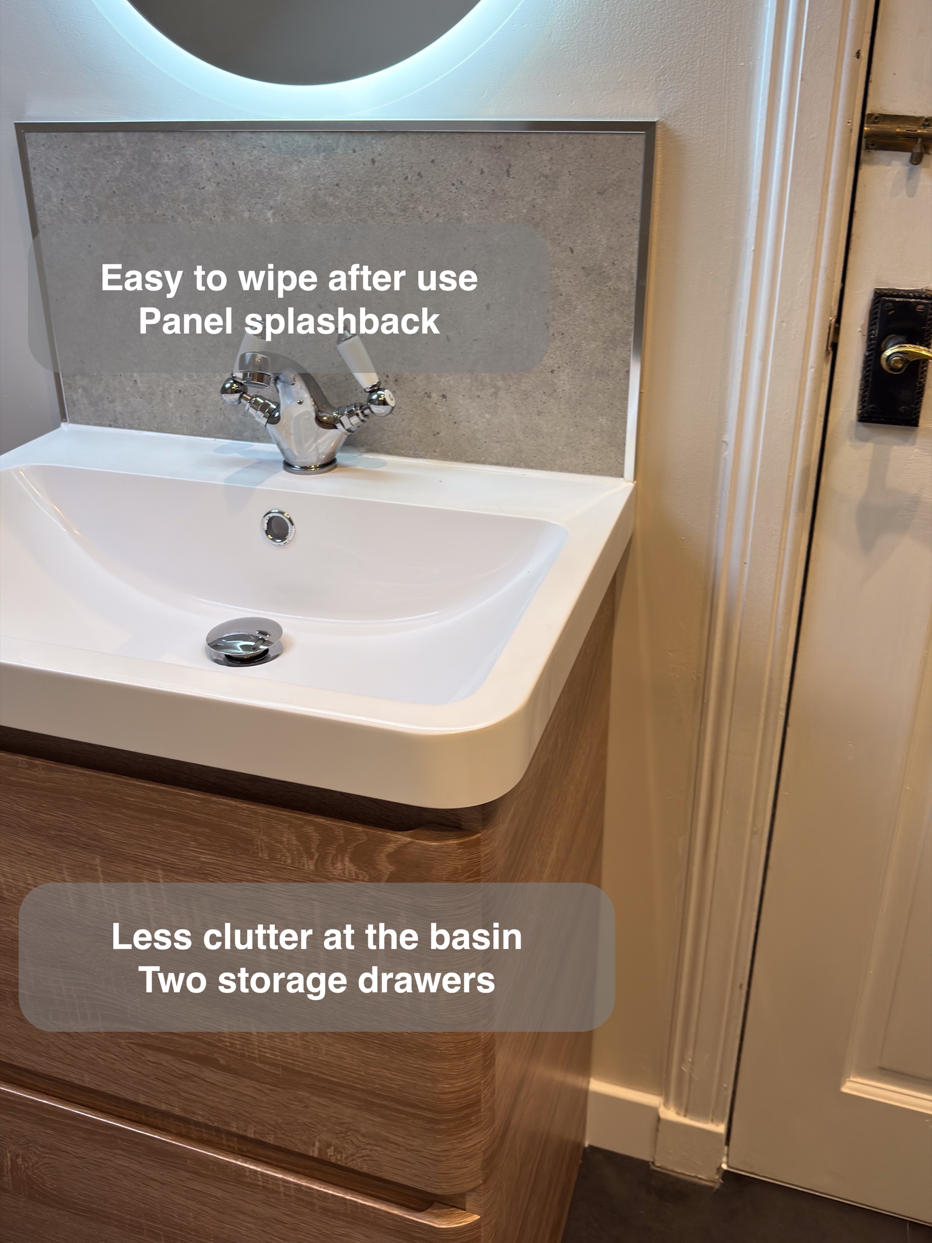 Drawer Vanity With Panel Splashback — bathroom renovation near Balmedie