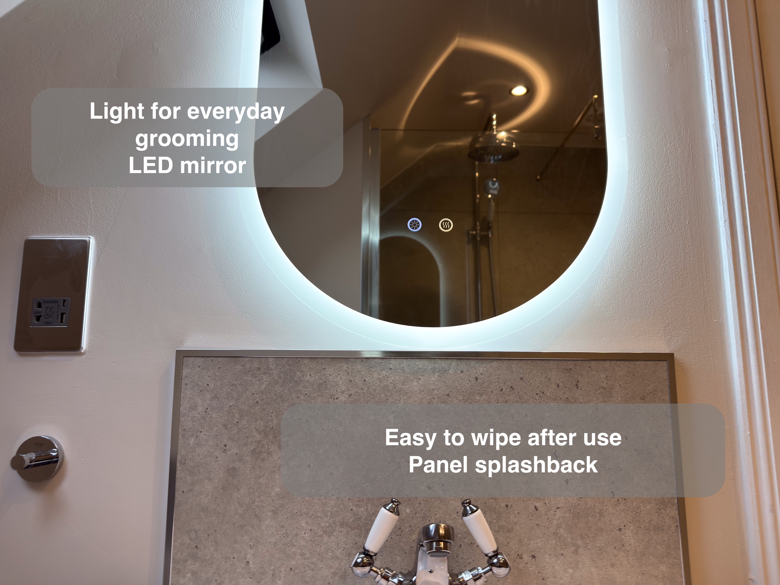 Oval Led Mirror Detail — bathroom renovation near Balmedie