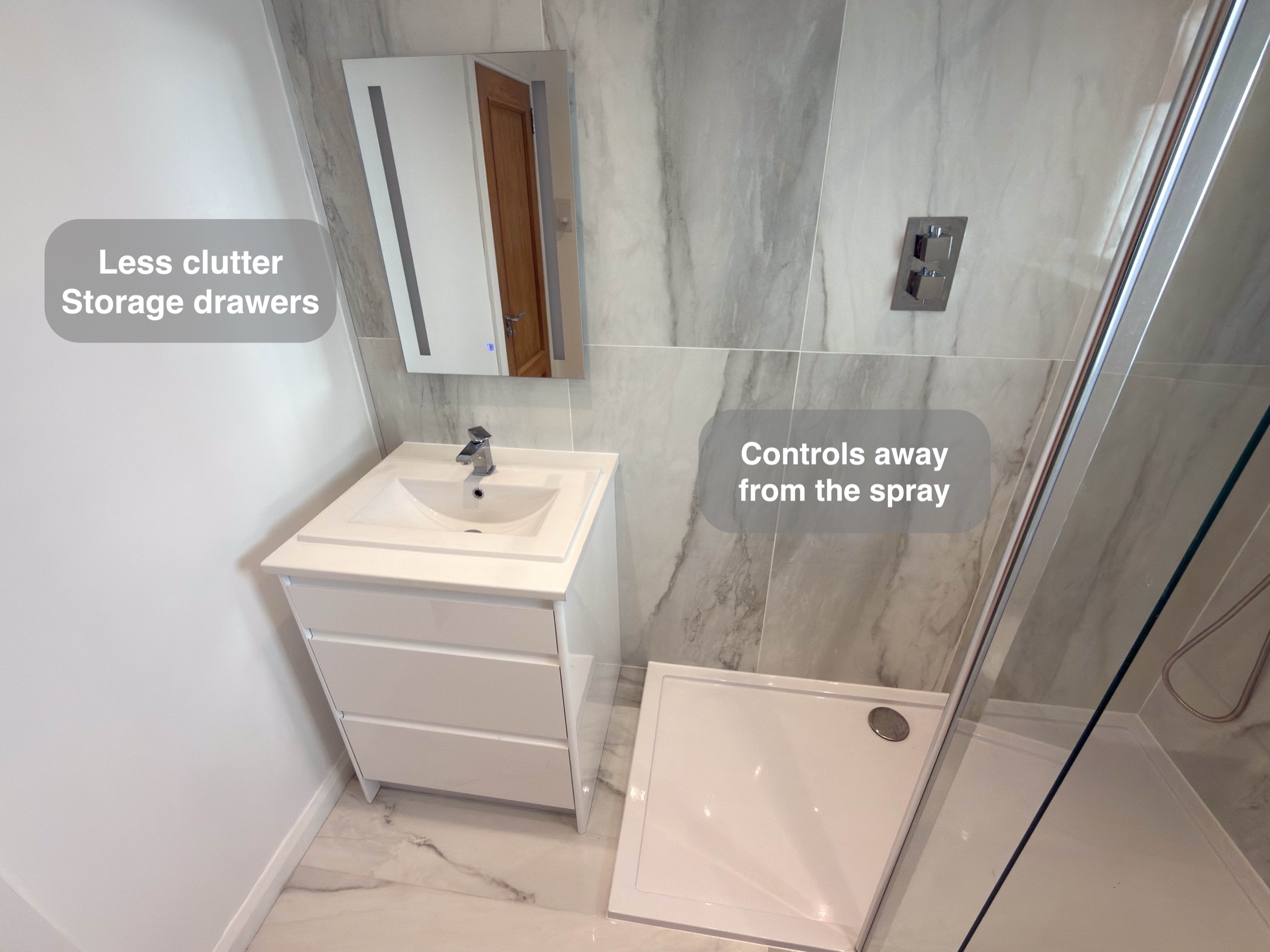 Bathroom Layout - Vanity and Walk-in Shower in a Bridge of Don, Aberdeen bathroom refurbishment