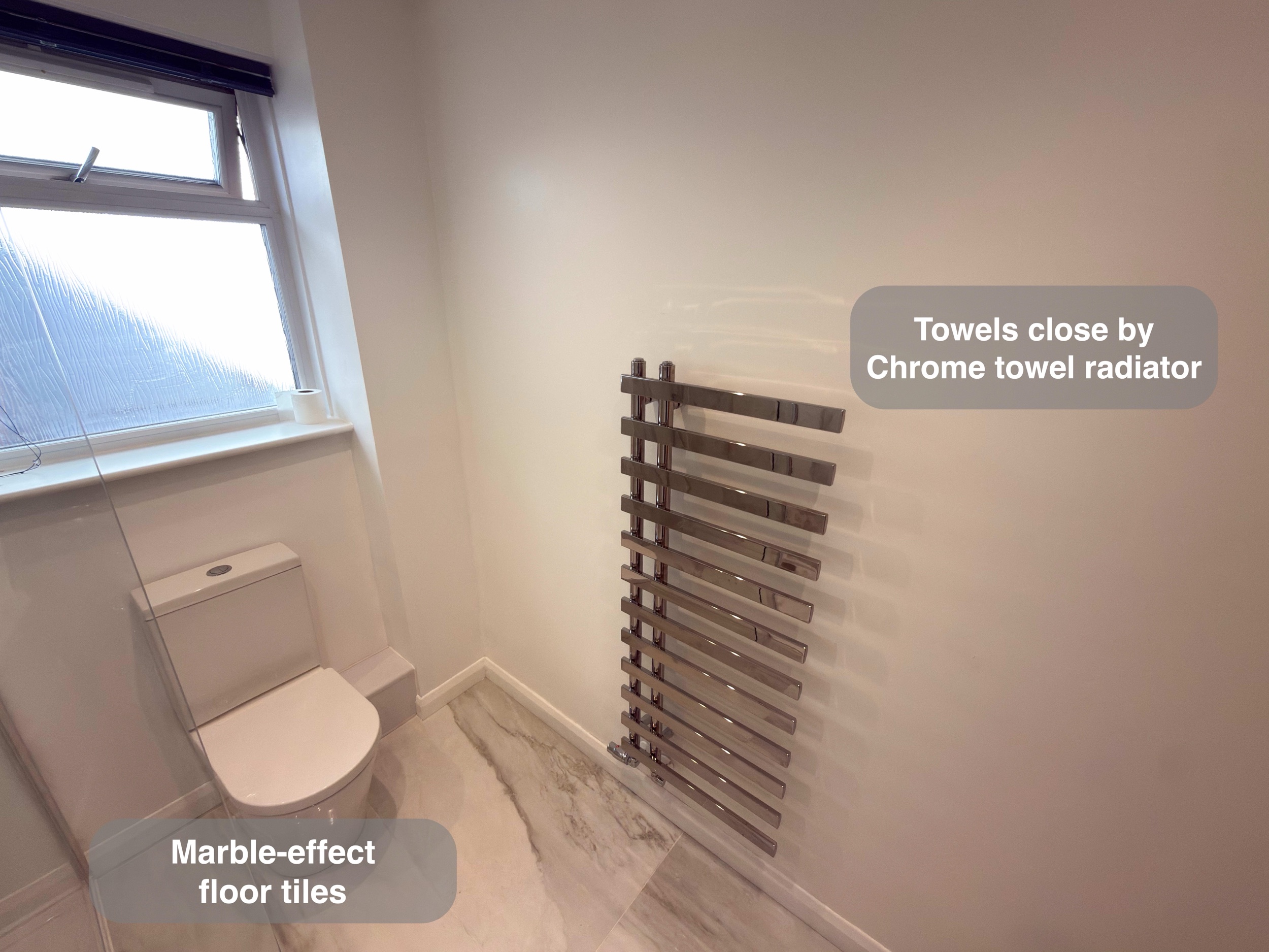 Toilet and Towel Radiator in a Bridge of Don, Aberdeen bathroom refurbishment