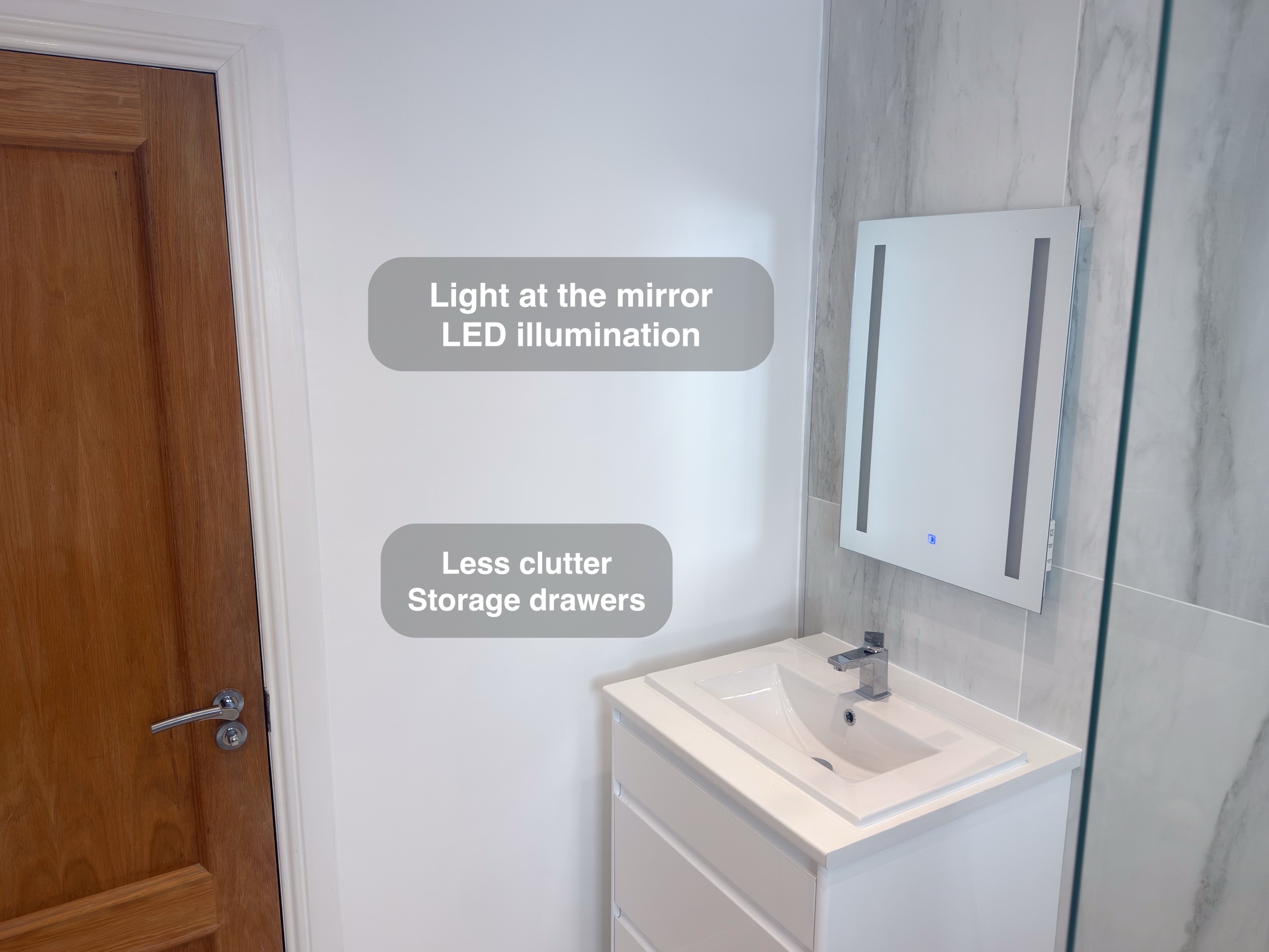 Basin and Mirror beside Door in a Bridge of Don, Aberdeen bathroom refurbishment