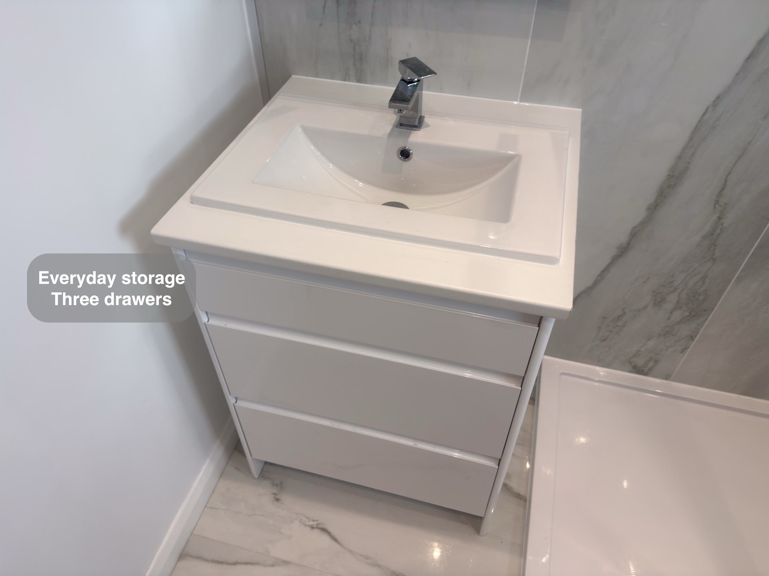 Basin and Three-Drawer Vanity in a Bridge of Don, Aberdeen bathroom refurbishment