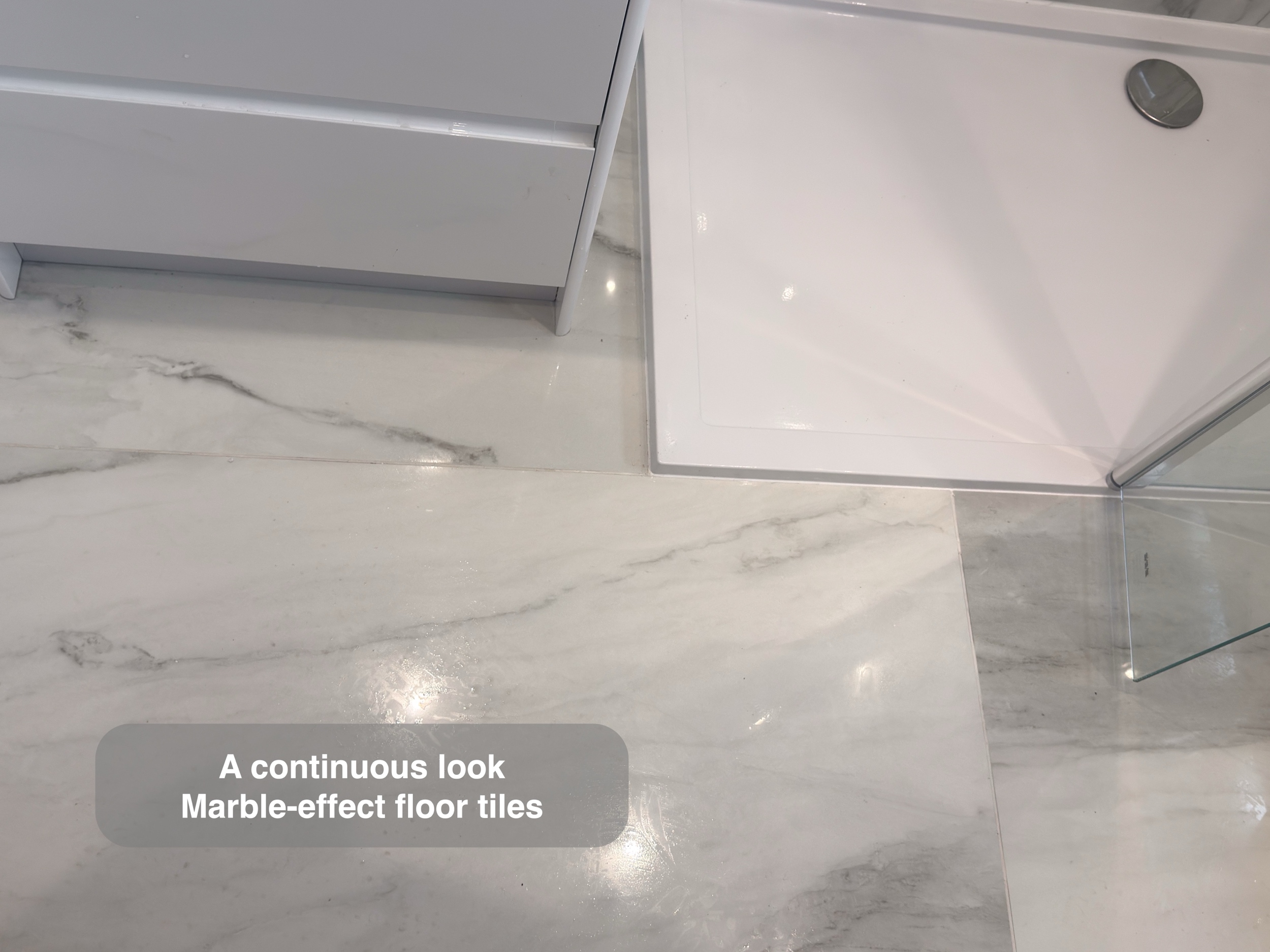 Floor beside Vanity and Shower in a Bridge of Don, Aberdeen bathroom refurbishment