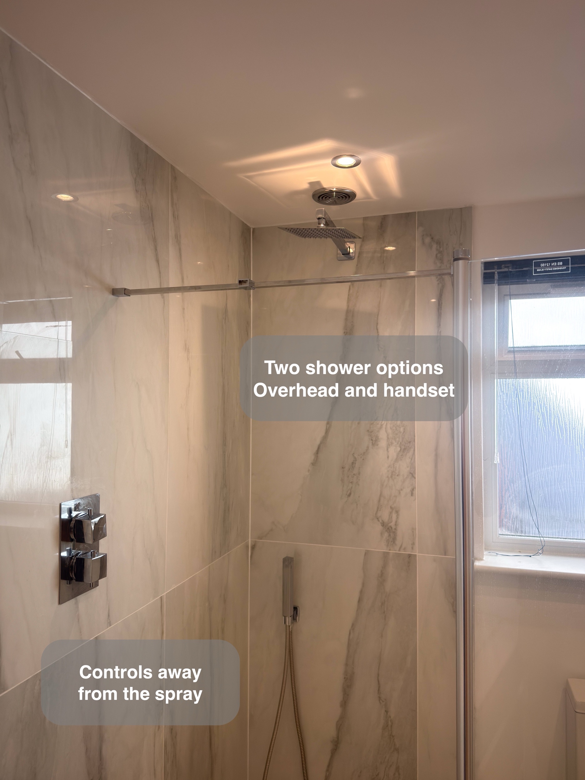 Overhead Shower and Handset in a Bridge of Don, Aberdeen bathroom refurbishment