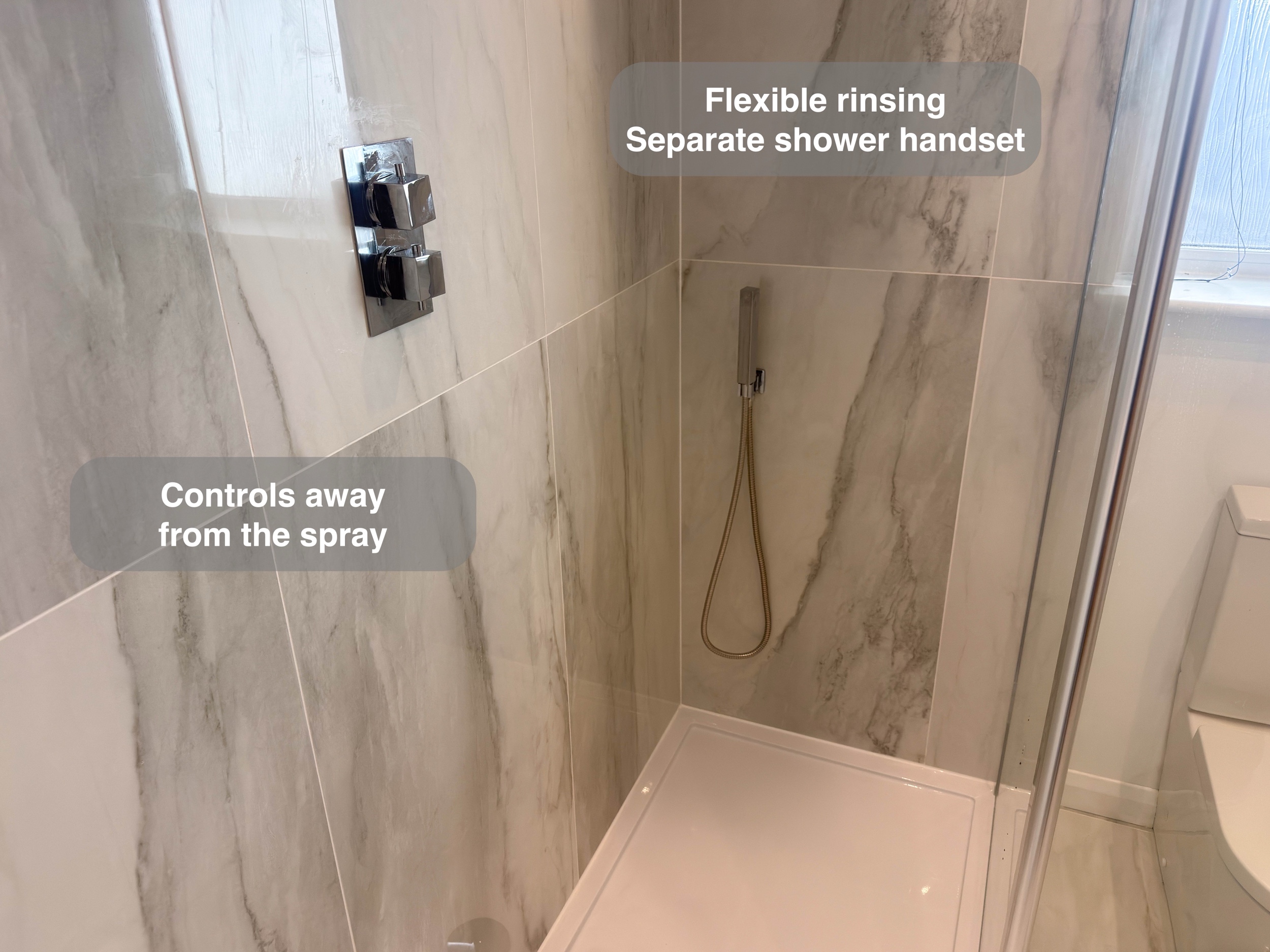 Shower Controls and Handset in a Bridge of Don, Aberdeen bathroom refurbishment