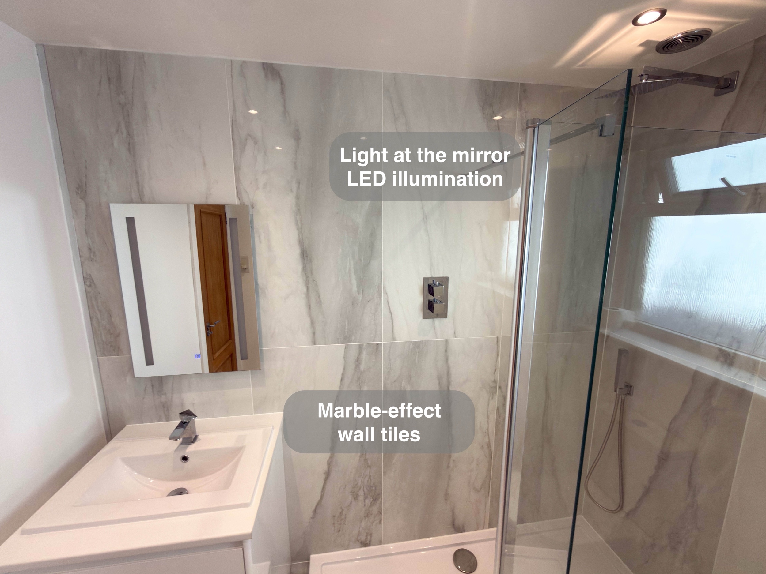 Vanity and Shower Overview in a Bridge of Don, Aberdeen bathroom refurbishment